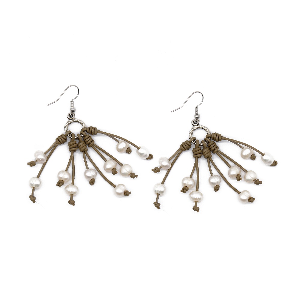 Latest Fashionable Brown Dendritic Style Pearl Earrings