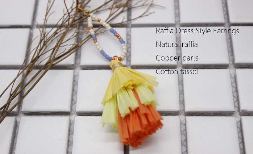 Wholesale Women Jewelry Lovely-Dress Style Colorful Raffia Earrings