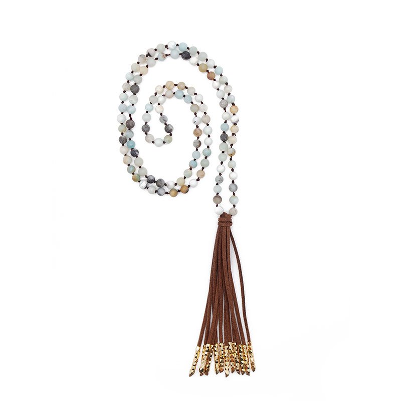Velvet Tassel Mala Handmade Necklace with Alloy Accessories