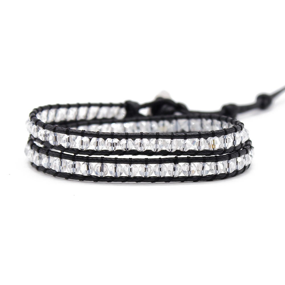 Crystal Beads Wrap Handmade Bracelet with Stainless Steel Clasp