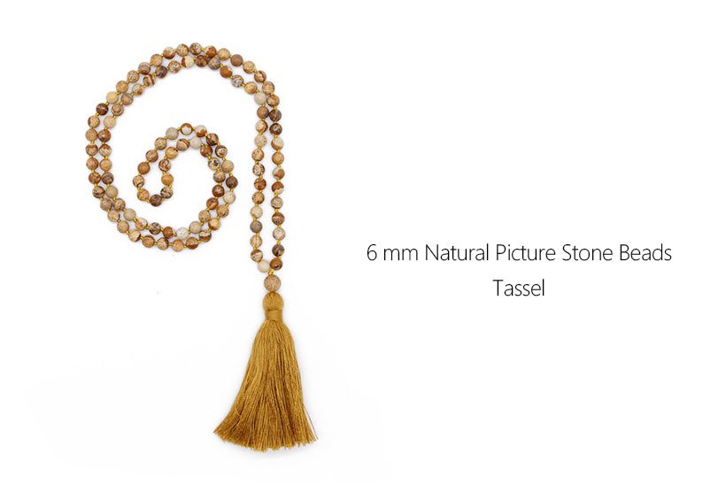6 mm Natural Picture Stone Beads Mala Necklace