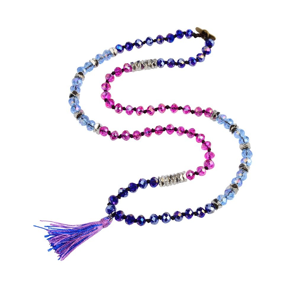 TTT Jewelry Colorful Crystal Bead Handmade Necklace with Tassel Crystal Necklace image14