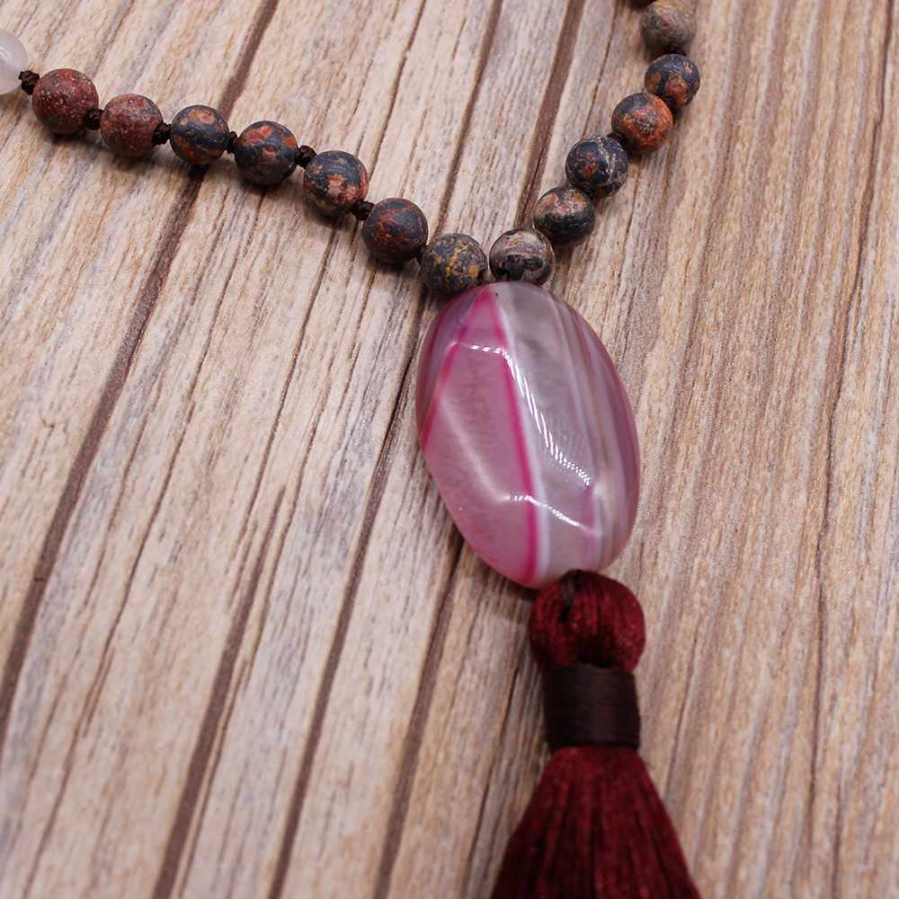 TTT Jewelry Pink Meaningful Pendant Handmade Necklace with Natural Stone Pendant Necklace image10