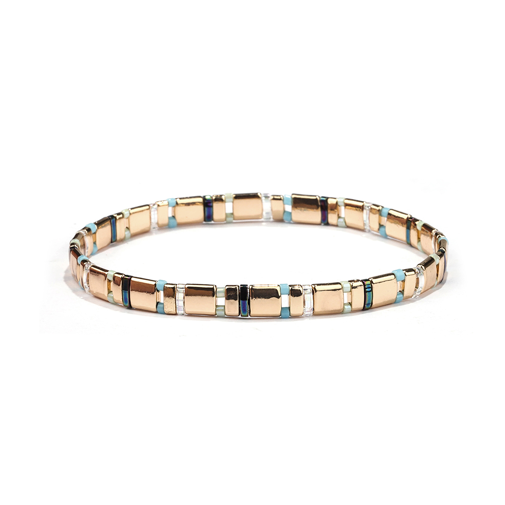 OEM ODM Manufacturer Gold Color Miyuki Blue Tila Bead Bracelet Lady Jewelry