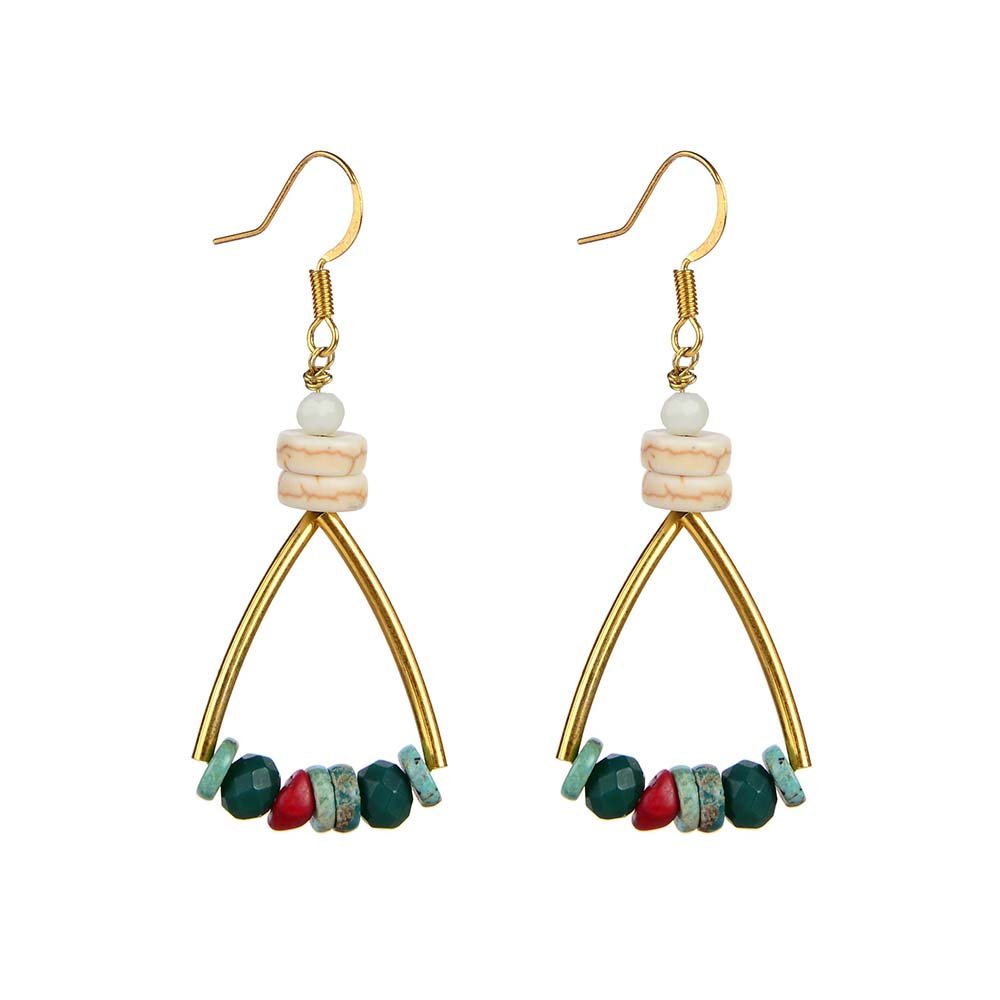 Crystal & Turquoise Dangle Hoop Earrings