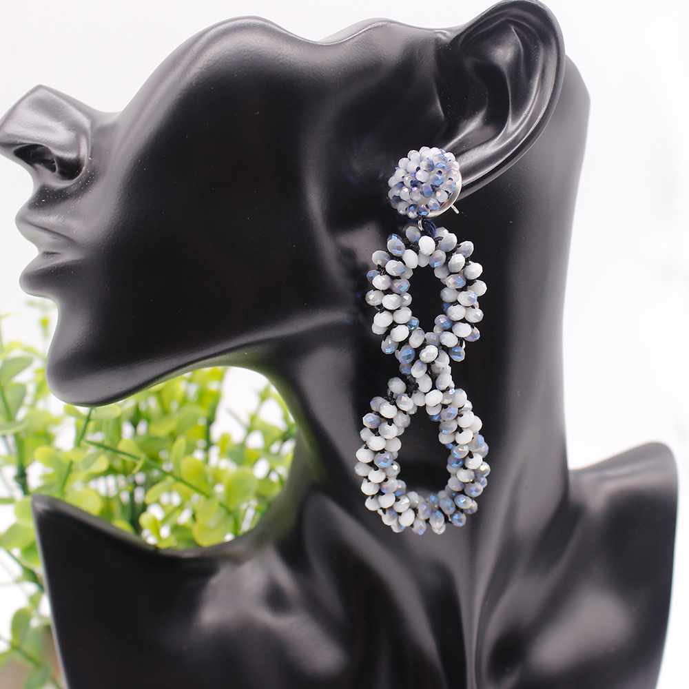 Romantic Wedding Crystal Beads 8-shaped Dangle Earrings for Women Girls