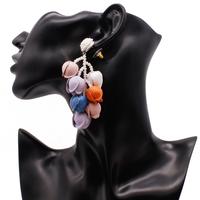 Colorful Rose Leather and Chinese Seed Beads Earrings for Girls Women Vintage Style