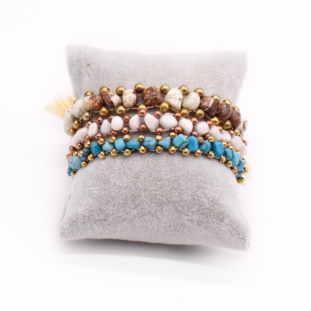 Natural Stone 3-Layer Handmade Bracelet