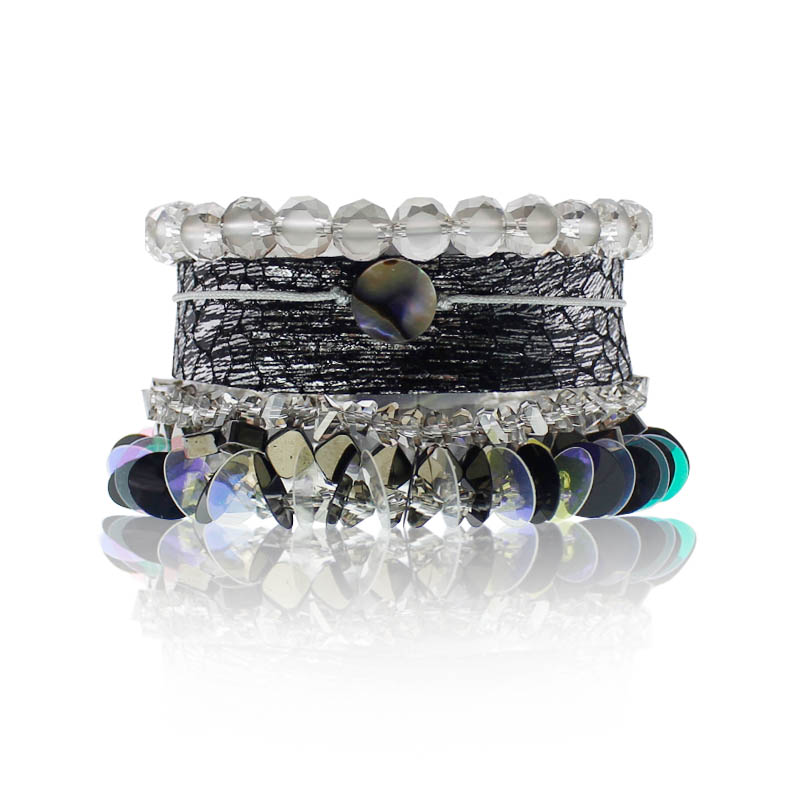 Boho Handmade Leather Bracelet With Crystal Beads