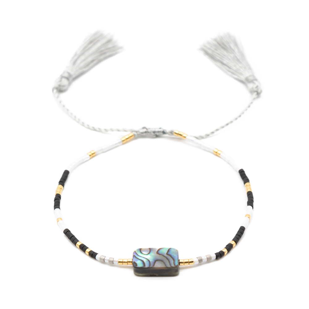 Handmade Miyuki Seed Beads Bracelet With Triangular Tessal And Abalone Shell