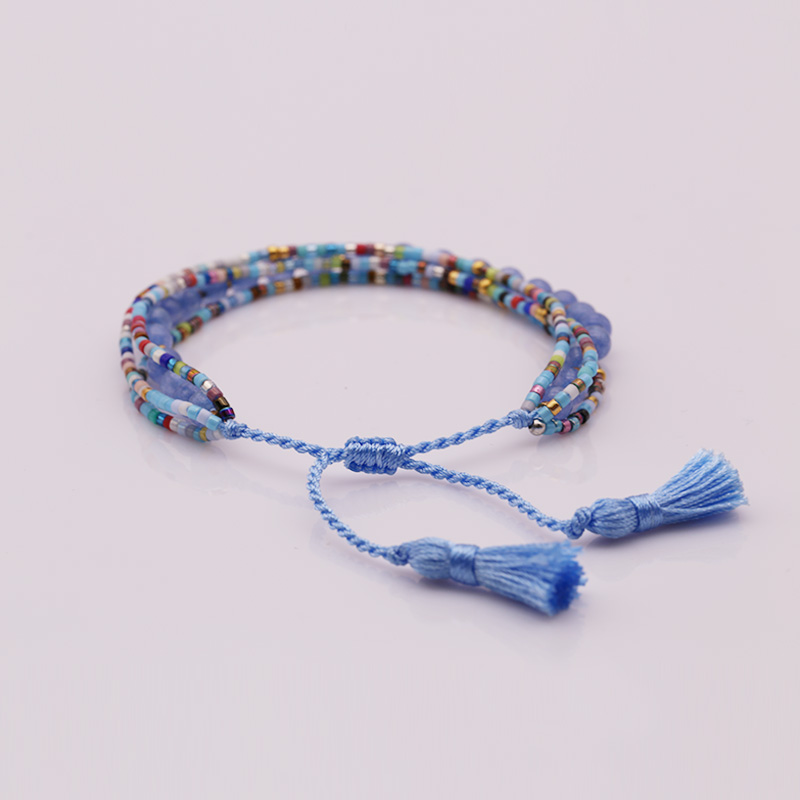 Handmade Miyuki And Stone Bead Bracelet With Tassel