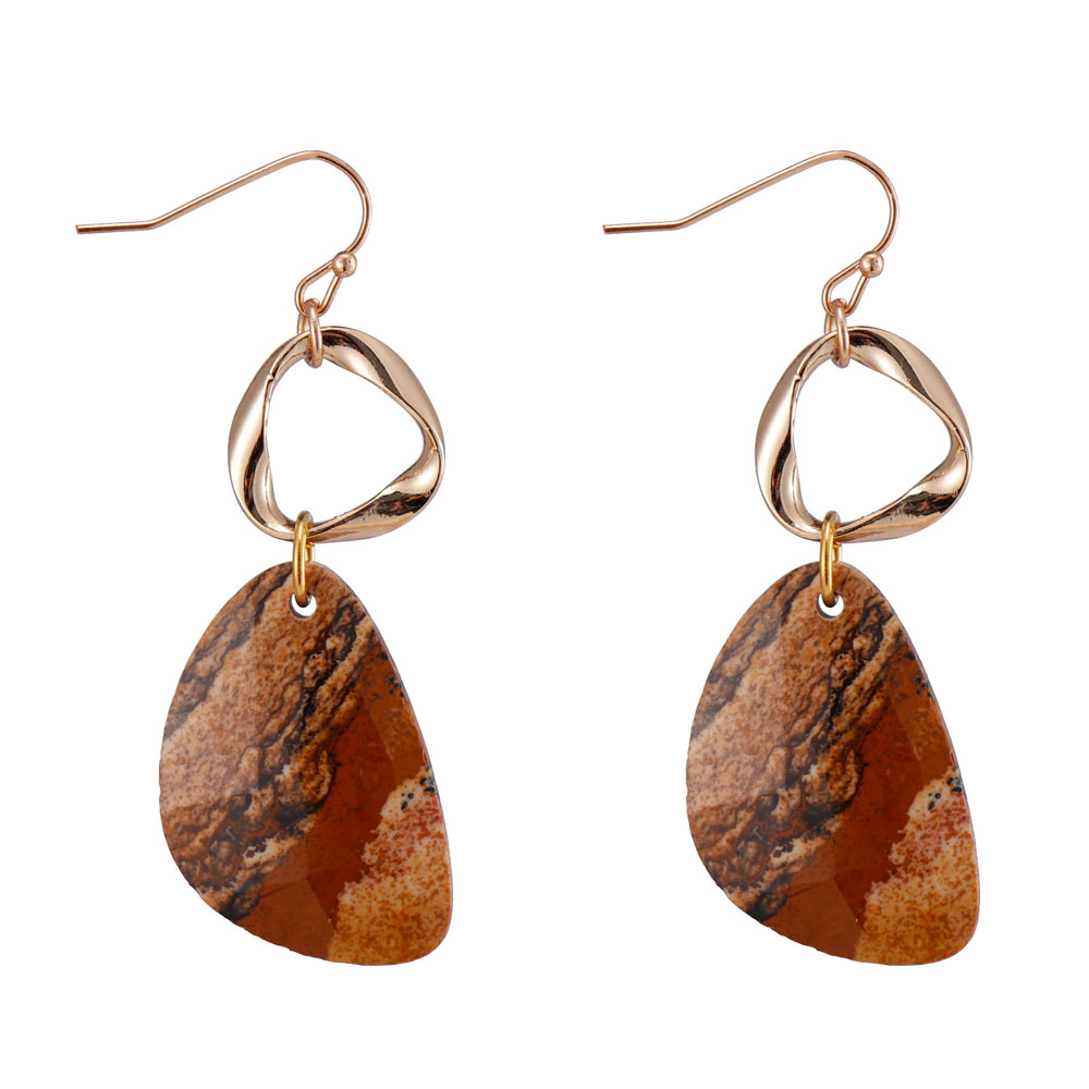 Handmade Rose Quartz Drop Earrings With Copper Accessories-5