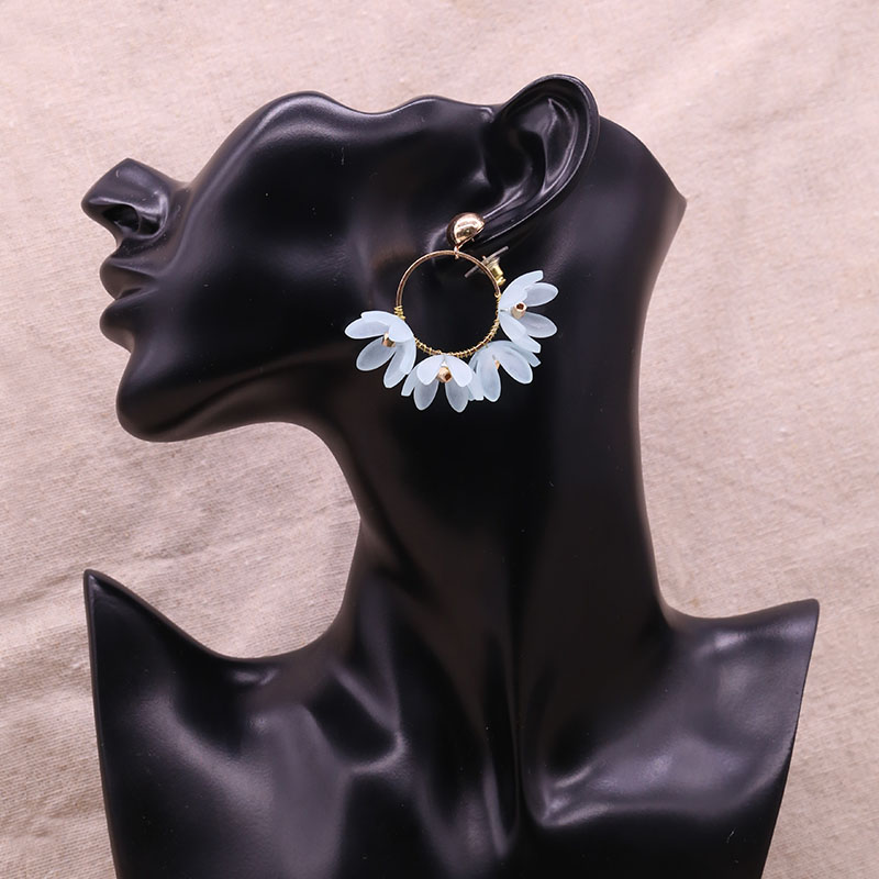 Handmade Resin Petals Hoop Earrings With Copper Accessory