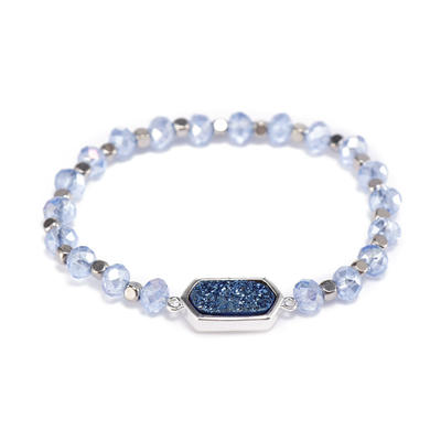 Handmade Crystal Beads Bracelet With Druzy Charms