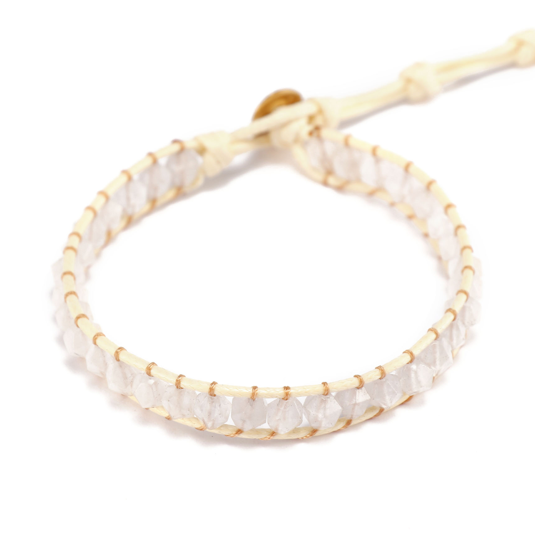 Handmade Stone Beads Wax Cord Woven Bracelet