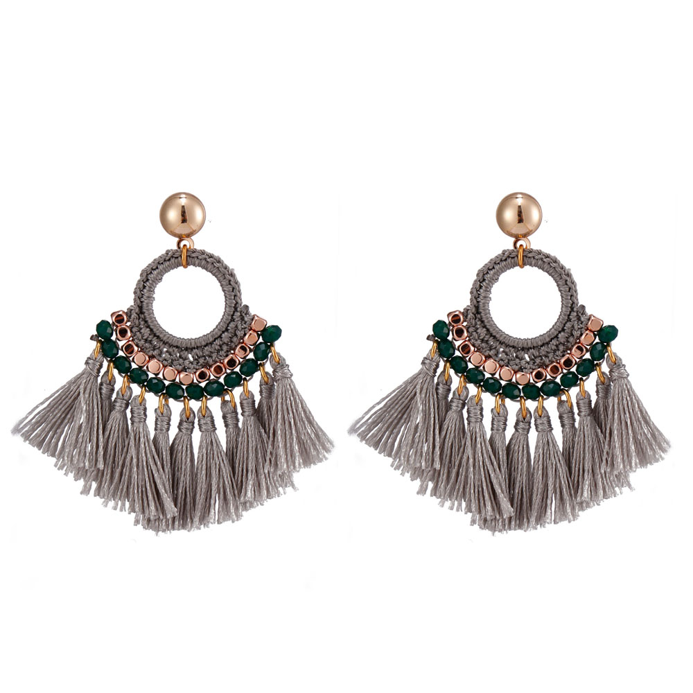 Handmade Fan-shaped Tassel Earrings With Copper