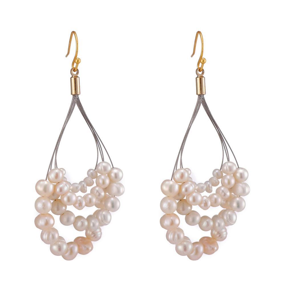 Handmade Pearl Beads Hoop Earrings