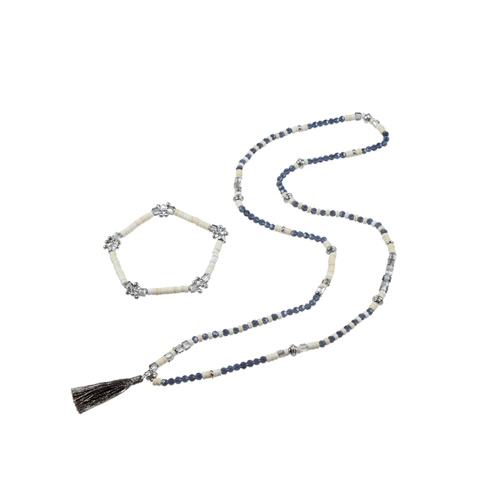 Natural Stone Bead Necklace & Bracelet Set