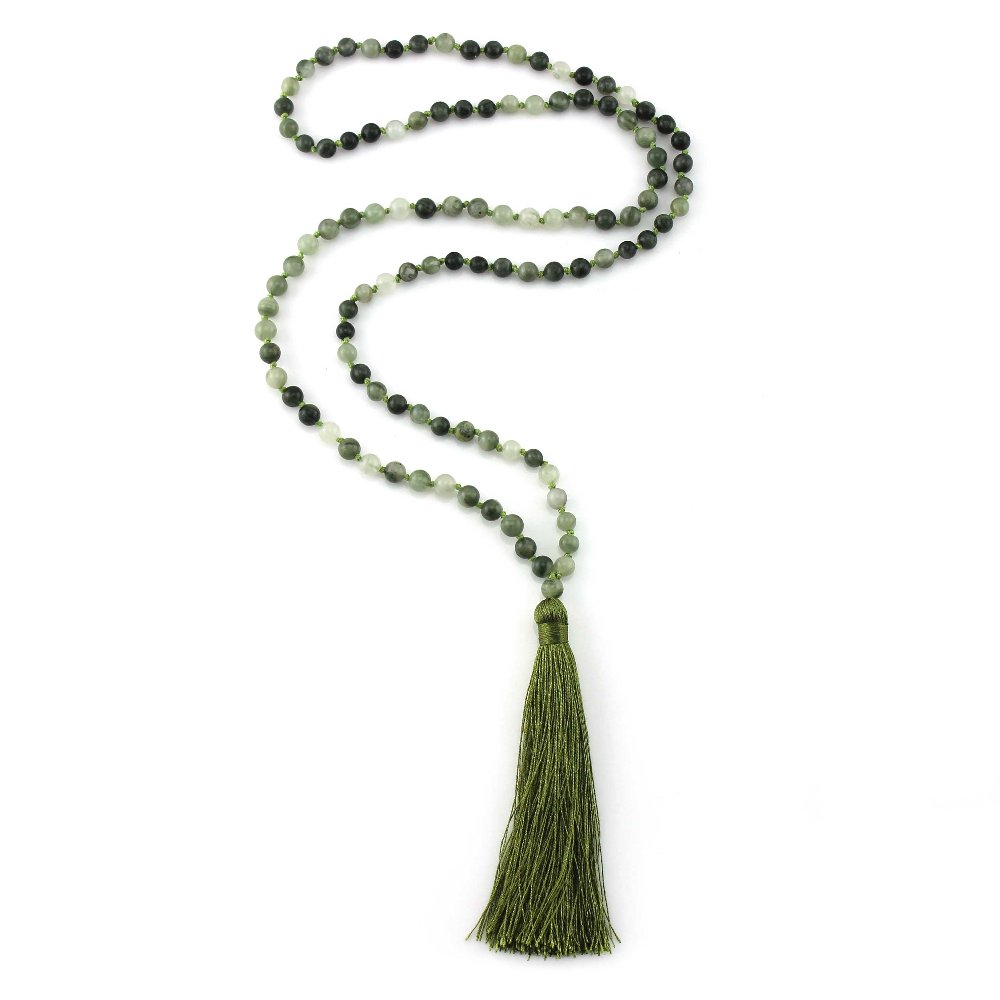 Natural Stone Beads Mala Necklace for Yoga