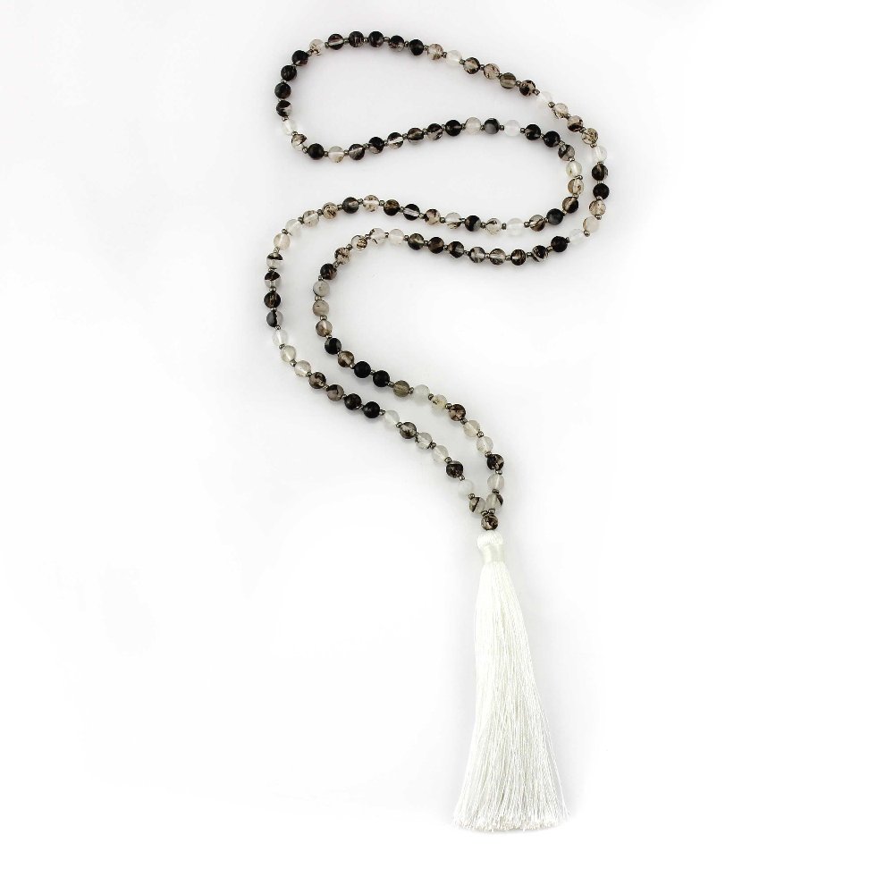 Wholesale Handmade Mala 108 N108 Natural Stone Beads Mala  Necklace Hand-knot