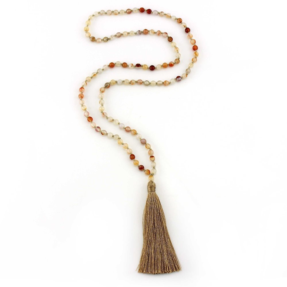 Agate Beads Mala Necklace by 100% Handmade