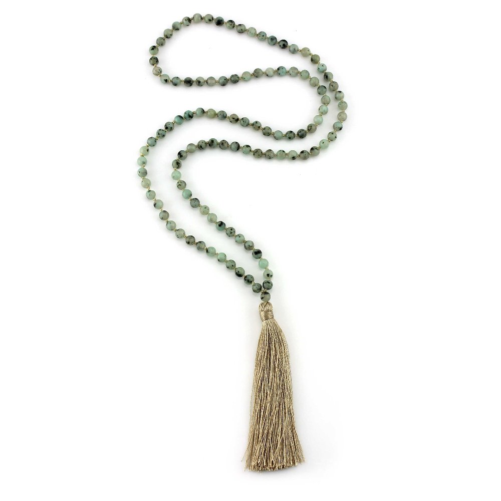 Natural Stone Beads Necklace Japa Mala by Handmade