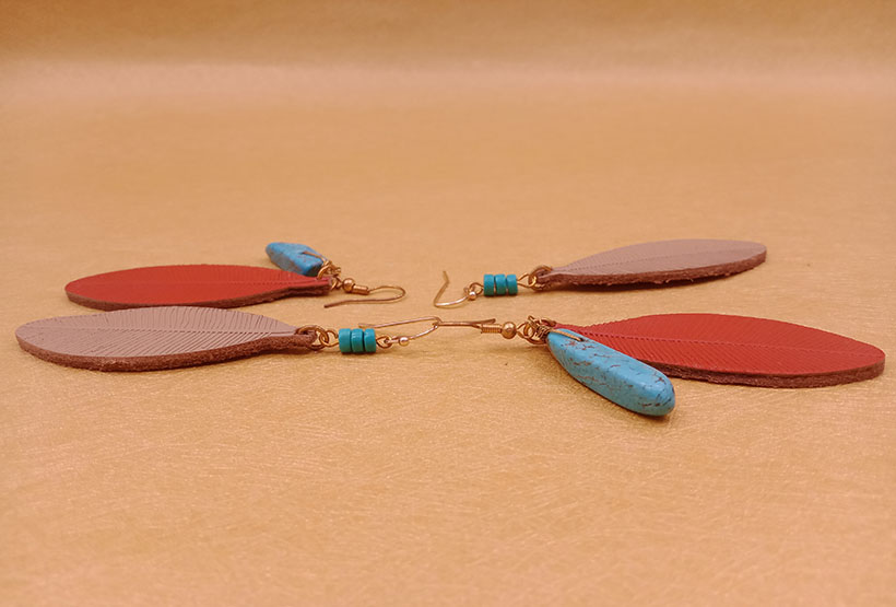 Turquoise Teardrop Leather Earrings