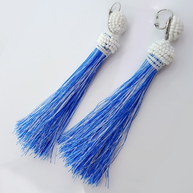 Wholesale Handmade Seed Bead Silk Thread Tassel Earrings For Women