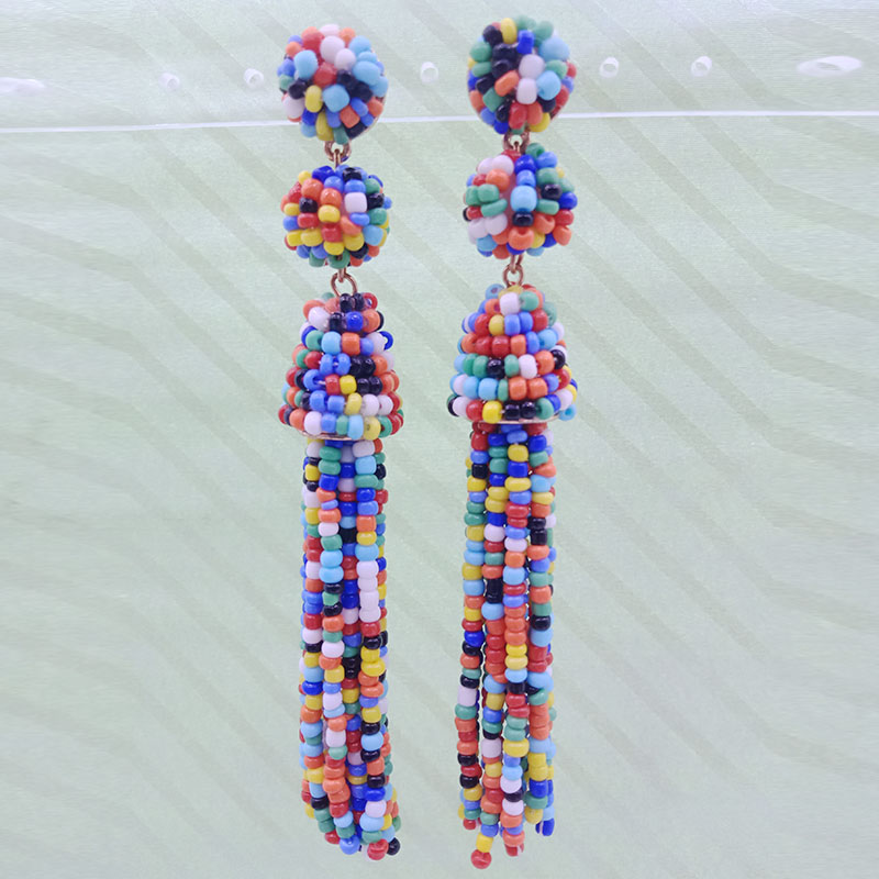 Wholesale Handmade Seed Bead Tassel Earrings