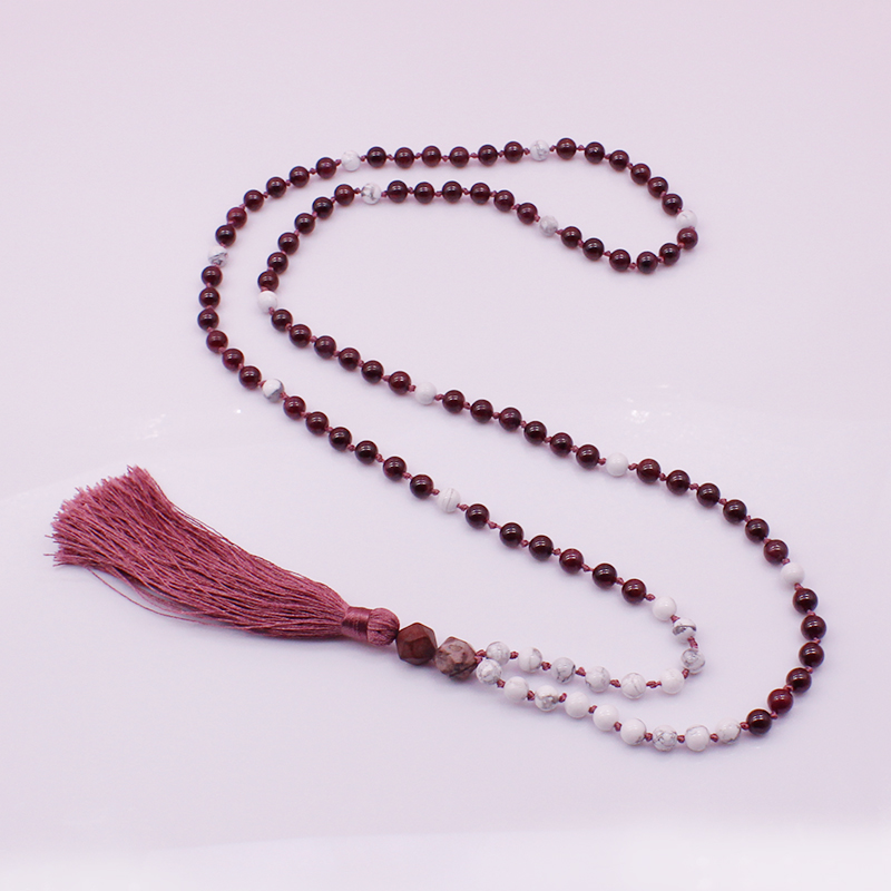 Garnet Beads Mala Necklace Yoga Necklace