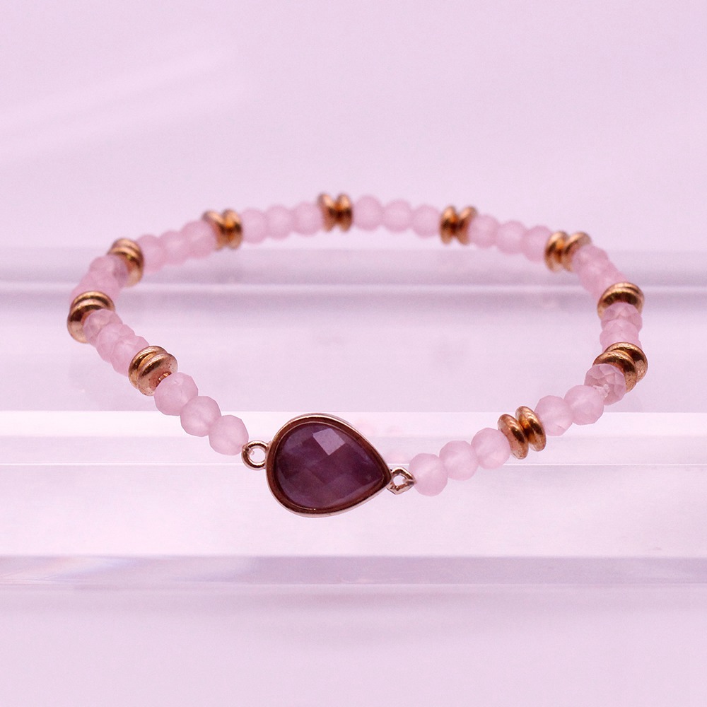 Amethyst Crystal Beads Dainty Bracelet February Birthstone Jewelry