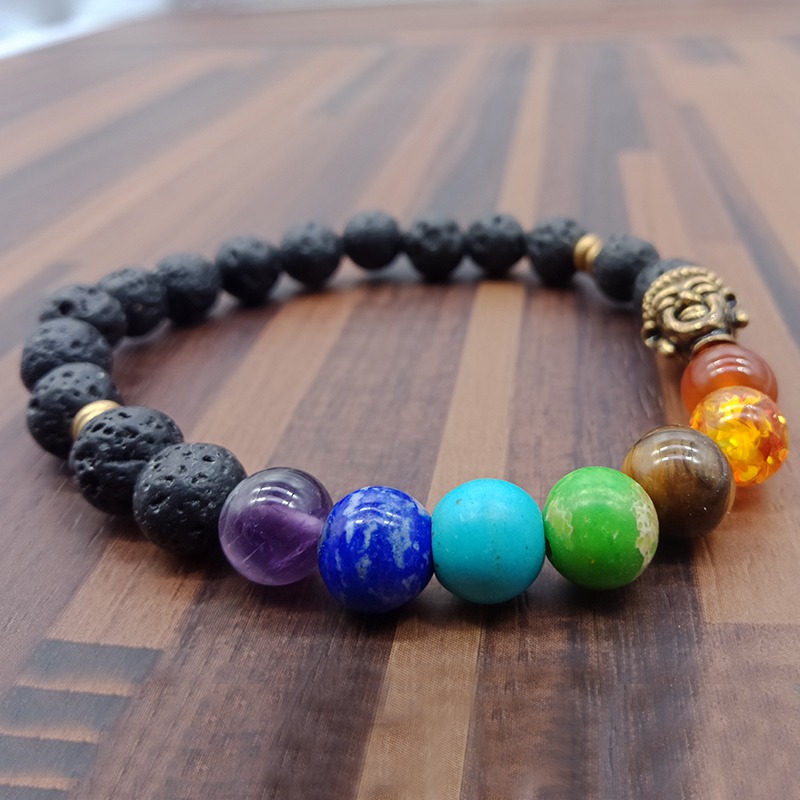 Handmade 7 Chakra Buddha Head Beads Bracelet