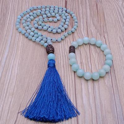 Amazonite Beads Malas Yoga Necklace&Bracelet Set