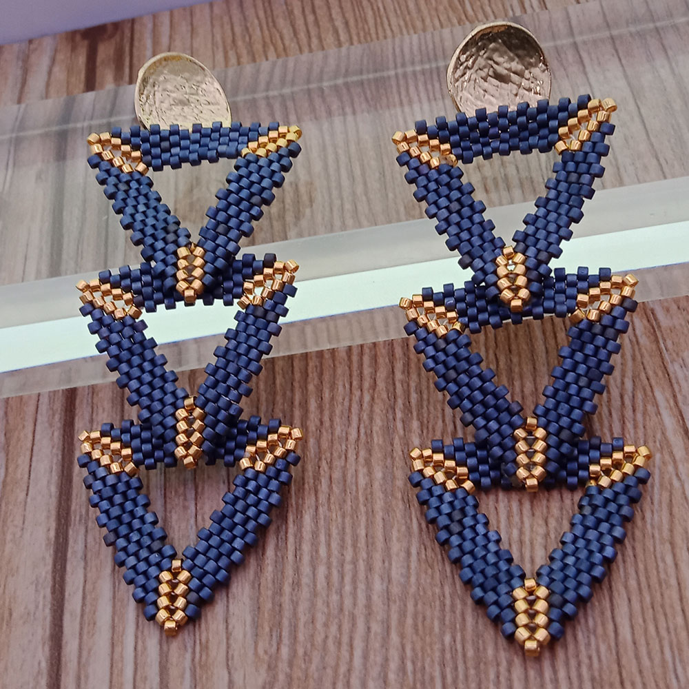 Wholesale Handmade Triple Triangle Miyuki Earrings