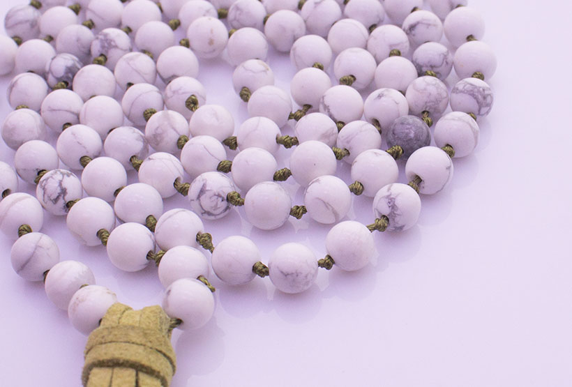 Howlite Beads Velvet Tassel Mala Yoga Necklace