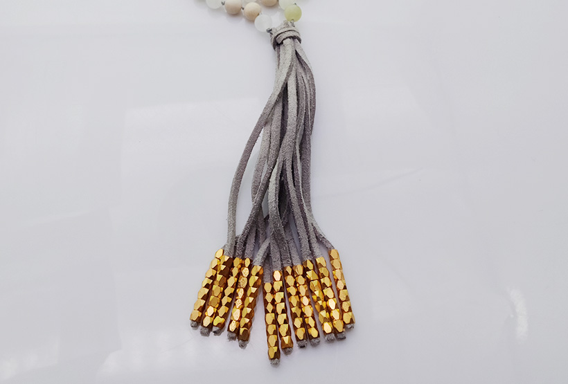 Handmade Mixed Natural 6mm Beads Velvet Mala Yoga Necklace