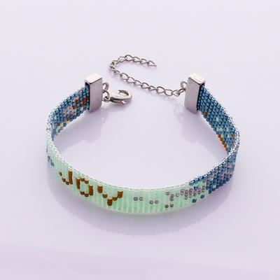 Handmade Letter JOY Miyuki Seed Bead Beading Lobster Clasp Bracelet