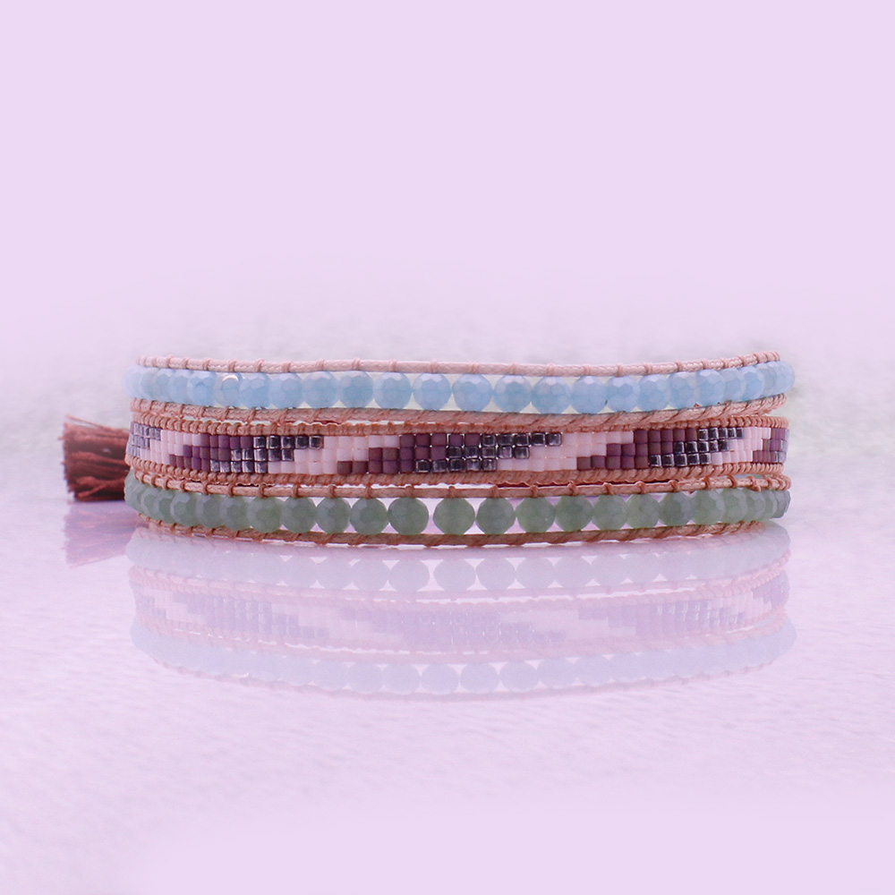 Handmade Crystal And Miyuki Beads 3 Layers Tassel Clasp Bracelet