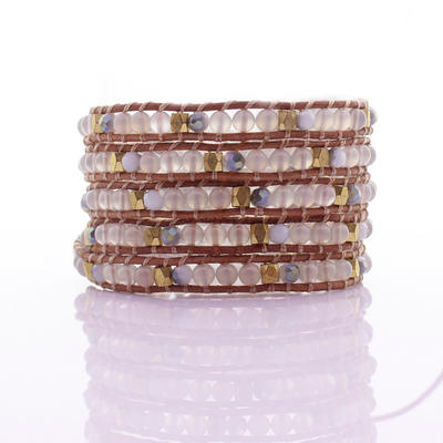 White Agate & Crystal & Copper Beads 5 Wrap Bracelet