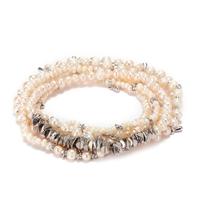 4mm & 2mm Pearl Beads Alloy Chips Mutilayer Bracelet Set