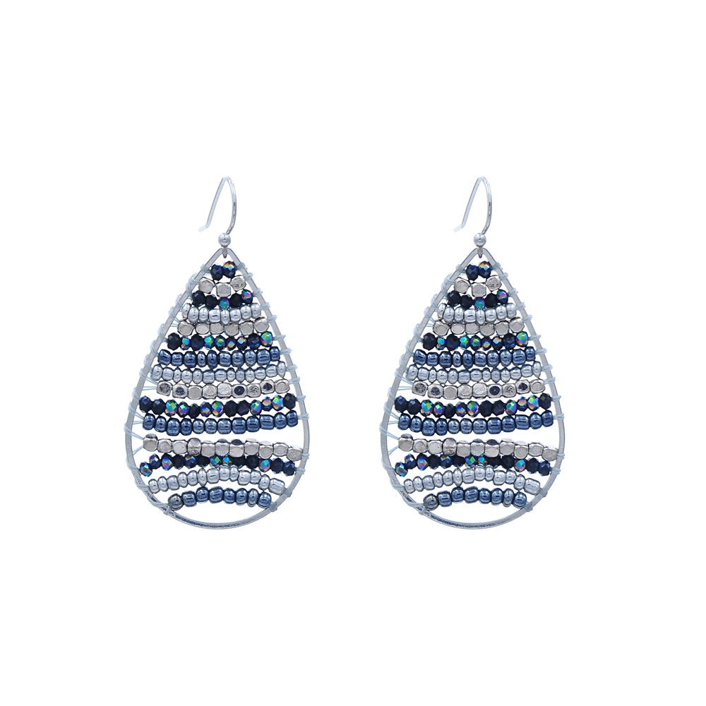 Crystal & Glass & Copper Seed Beads Hoop Earrings