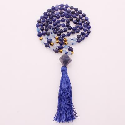 6MM Blue Sodalite & Section Lazuli Lapis Beads Mala Yoga Necklace
