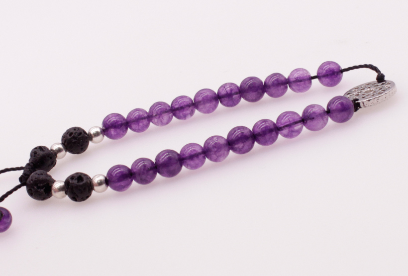 6MM Amethyst and Lava Beads Chakra Charms Bracelet