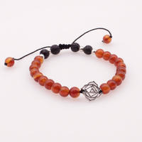 6MM Brown Jade Stone and Lava Beads Chakra Charms Bracelet