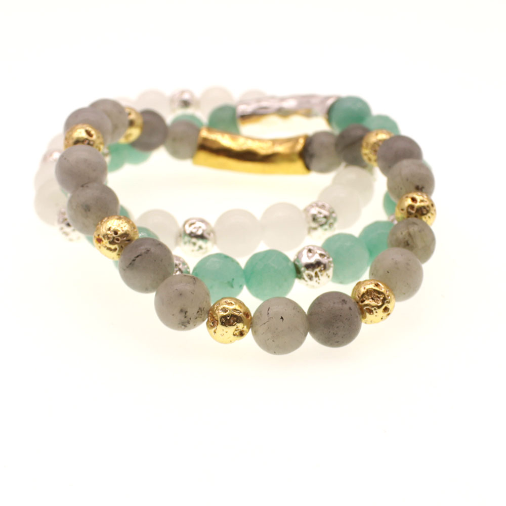 Natural Stone & Lava Stone Beads Stretch Bracelet