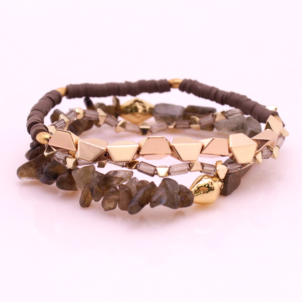 Stone Beads Hematite Plastic Pieces Mutilayer Bracelet Set