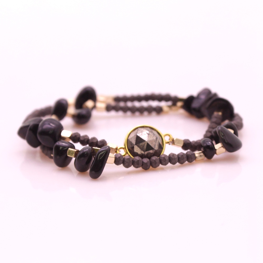 Crystal Hematite Copper Beads Double Layers Bracelet