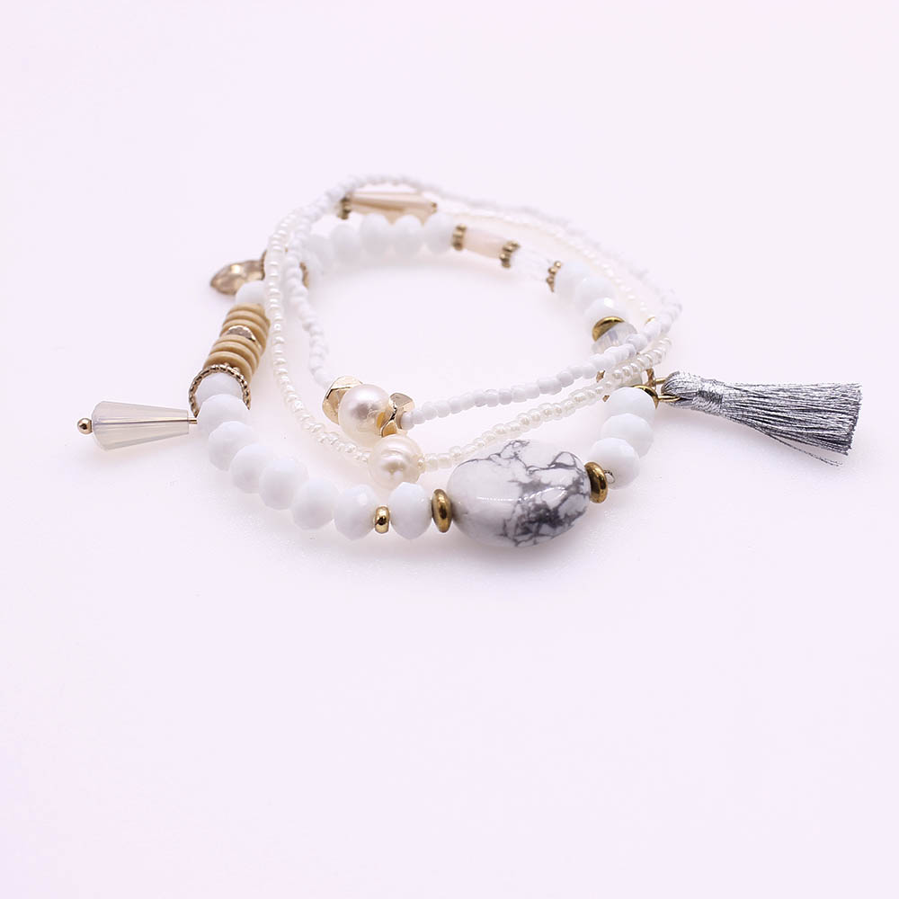 Seed Bead Crystal Beads Charm Bracelet Set