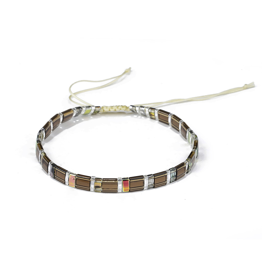Friendship Jewelry Adjustable Thread Woven Knot Silver Color Miyuki Tila Seed Beaded Bracelet Handmade