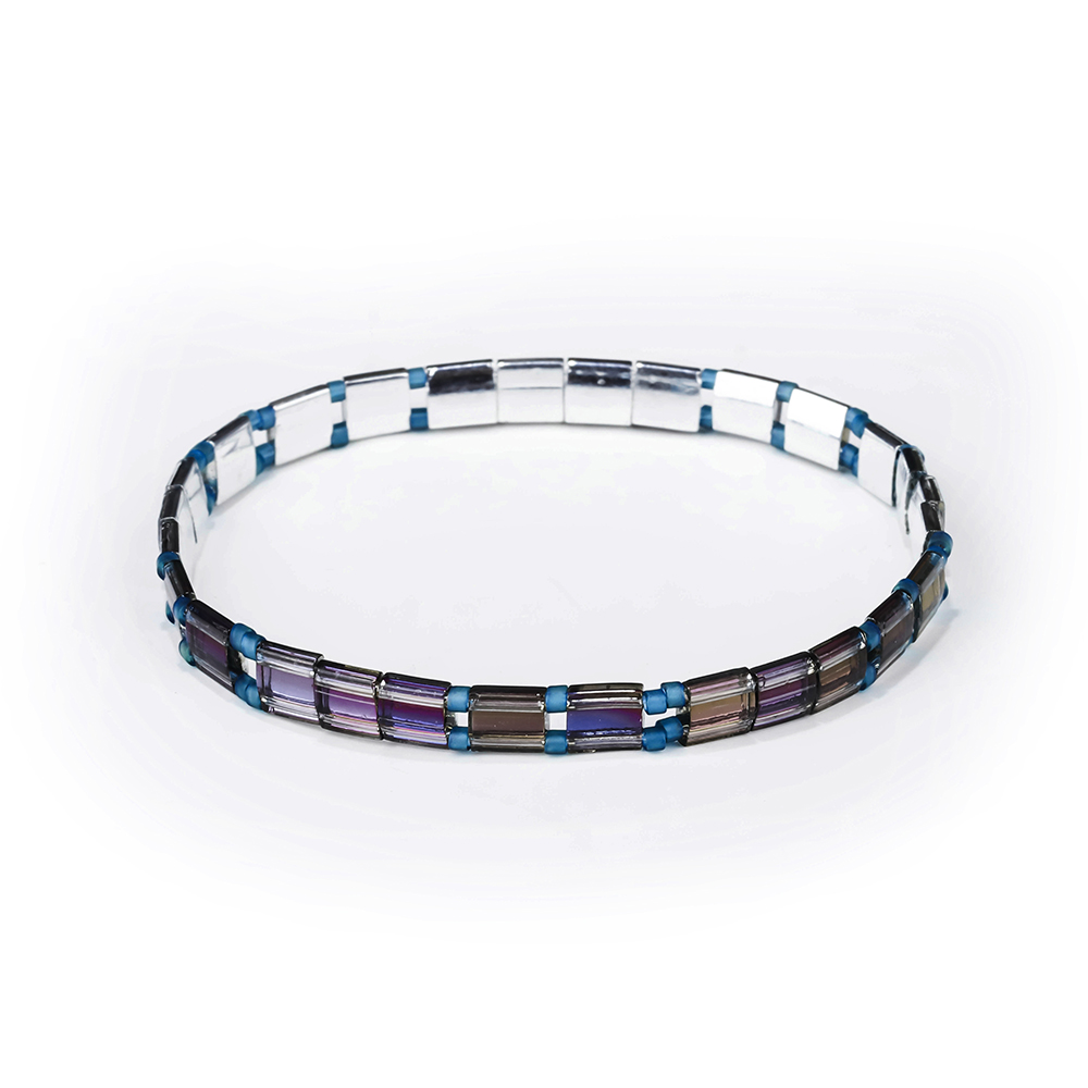 Pure Handmade Translucent Blue Color Miyuki Tila Bead Bracelet Wholesale Jewelry